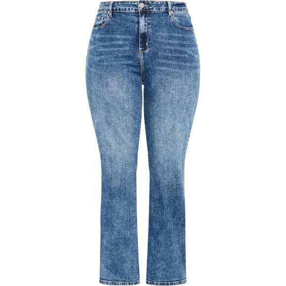 Women's Stretch Cotton Straight Jeans Plus Size Mid Rise 24 Chic Durable - Picture 6 of 7